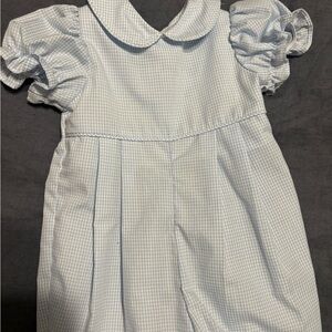 Blue Gingham Baby Romper